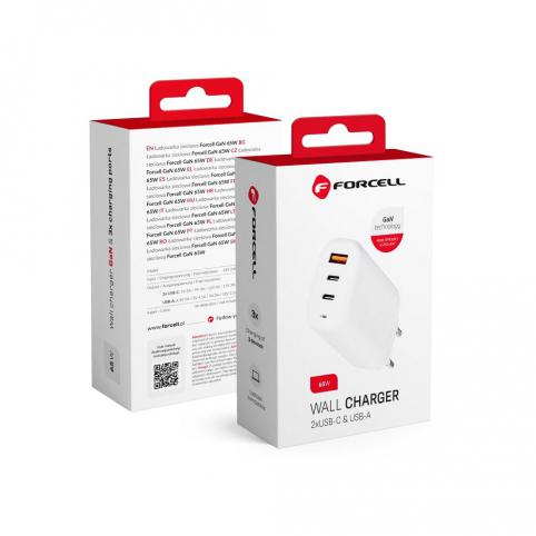Forcell gan 65w wall charger with 2x usb type-c
