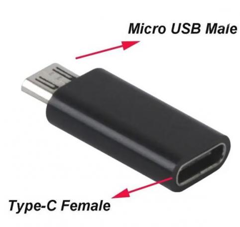 Micro usb to usb-c female adapter