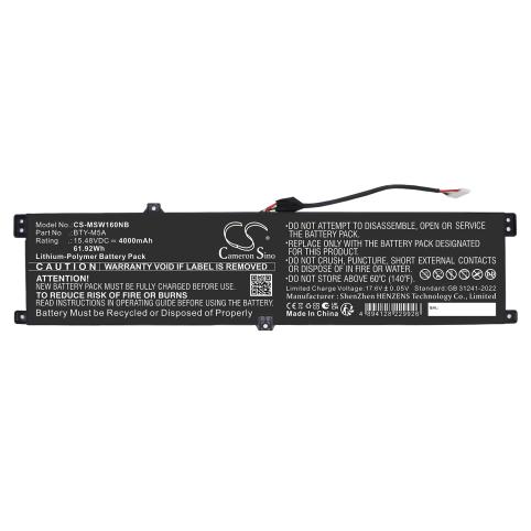 Battery for msi creator m16 hx c14vgg