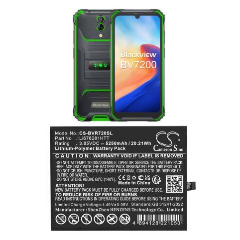 Battery for phone blackview li676281htt bv7200 mobile