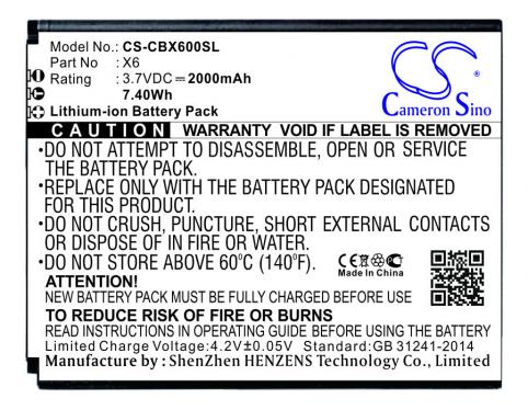 Battery  cubot x6