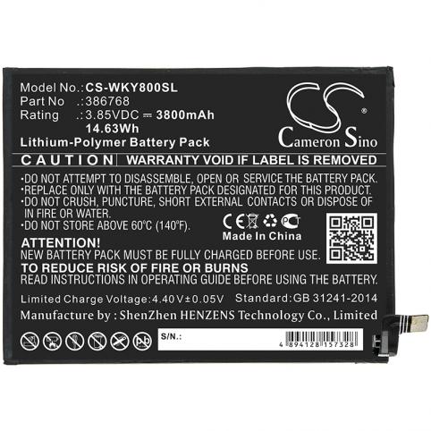 Battery for phone wiko 386768 w v720 mobile