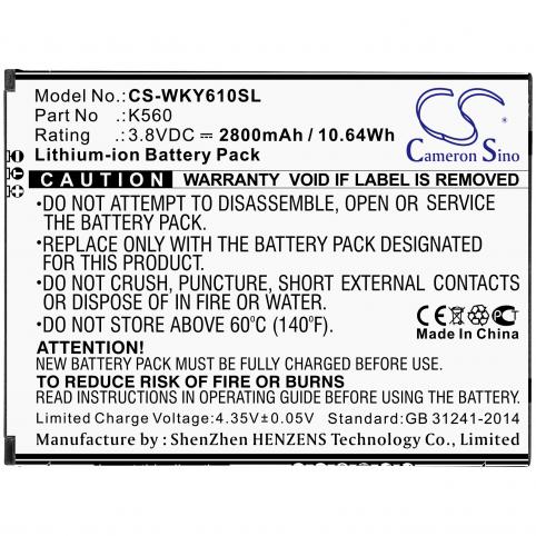 Battery for phone wiko k560 w k560 mobile